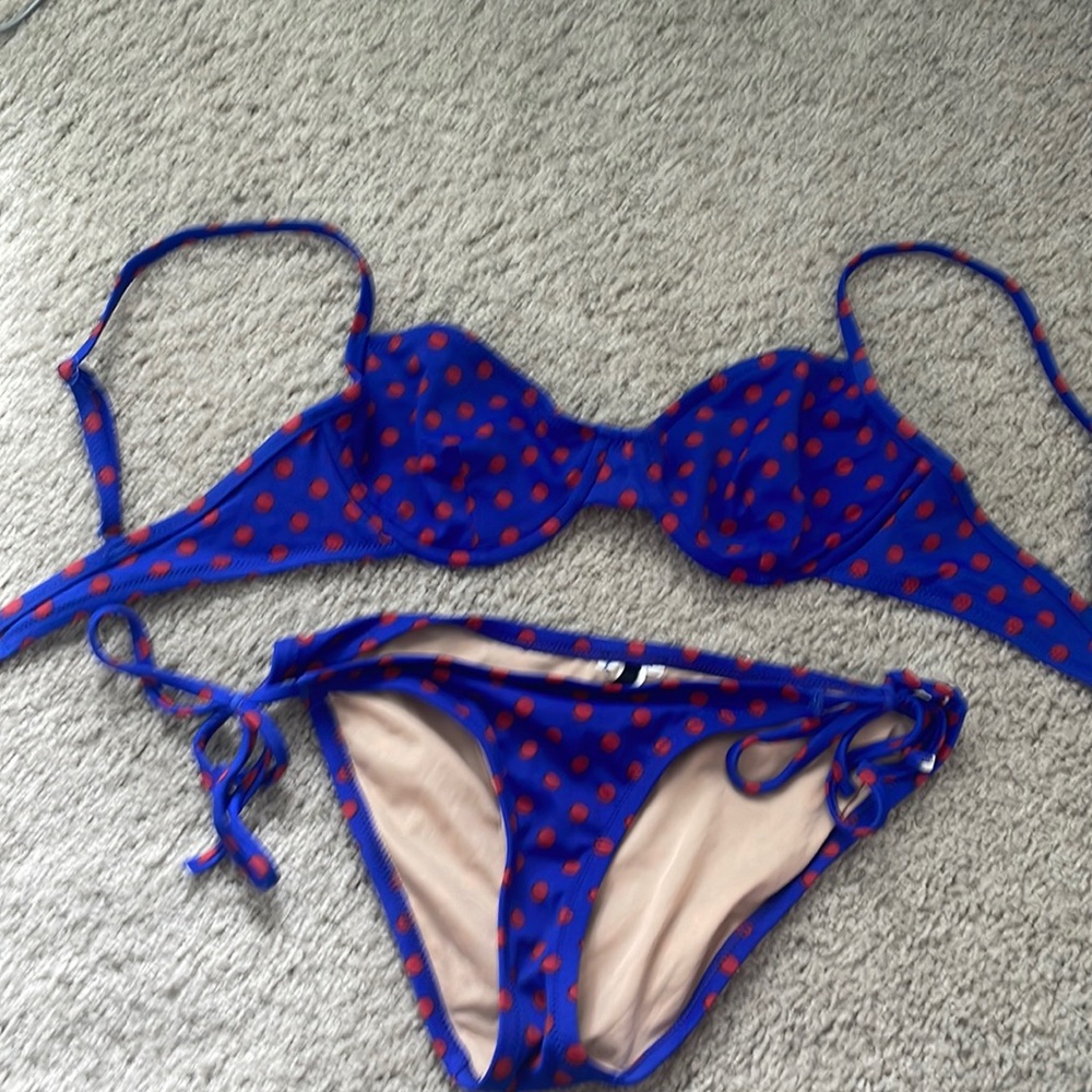J crew Womens string bikini 32c top small bottom